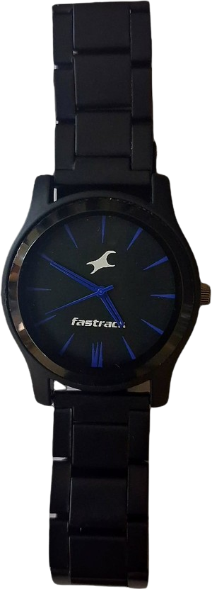 Quartz Analog Black Dial Metal Strap Watch for Boys