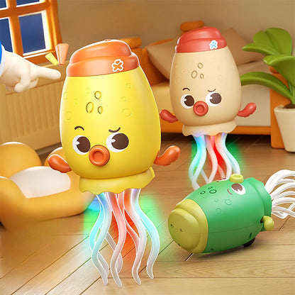 Adofi Dancing Octopus Baby Toy, Toddler Crawling Tummy Time Toys with Light and Music, Electric Magic Dancing Squid Toy for 12-18+ Months Kids, Funny 1st Boys Girls Birthday Gifts, Beige