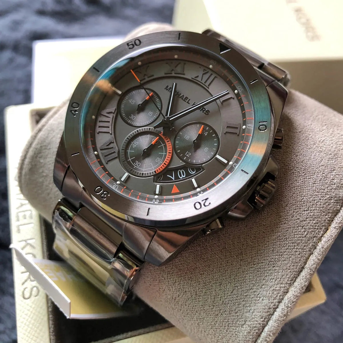 Analog Grey Dial Men's Watch, Brecken Gunmetal Tone Chronograph Men's Watch