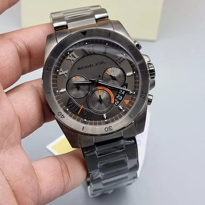 Analog Grey Dial Men's Watch, Brecken Gunmetal Tone Chronograph Men's Watch