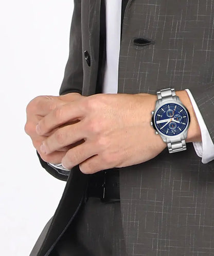 Exchange Chronograph Stainless Steel Bracelet Watch For Men Excellent, Hampton Analog Blue Dial Men's Stainless Steel Watch