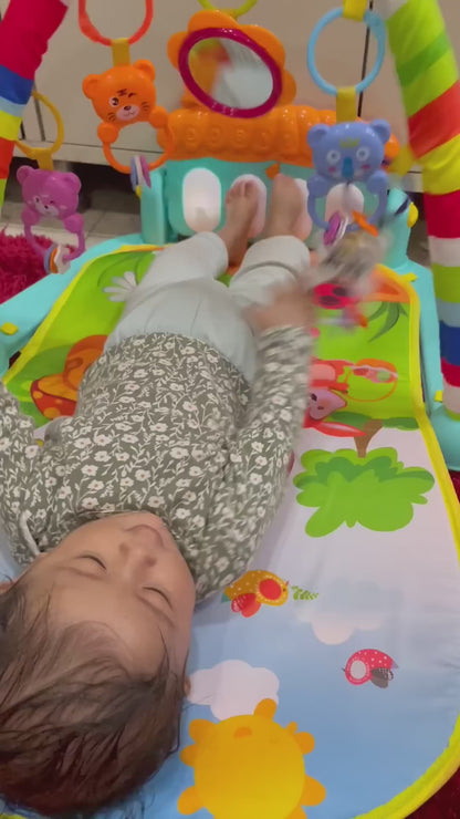 Adofi Kick and Play Musical Keyboard Baby Gym Mat with Lights, Rattles, and Piano Multi-Function Fitness Rack for Infants, Boys and Girls, Perfect Developmental Play Mat Gift