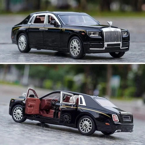 Adofi Rolls Royce Phantom Model Car 1:24 Scale Exclusive Alloy Metal Pull Back Die-cast Car Toy with Openable Doors & Light Music Boys Toys for Kids (Phantom 1:24)