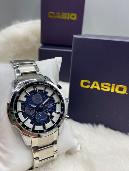 Analogue Watch with Stainless Steel Strap, Edifice Blue Dial Silver Stainless Steel Band Analog Watch